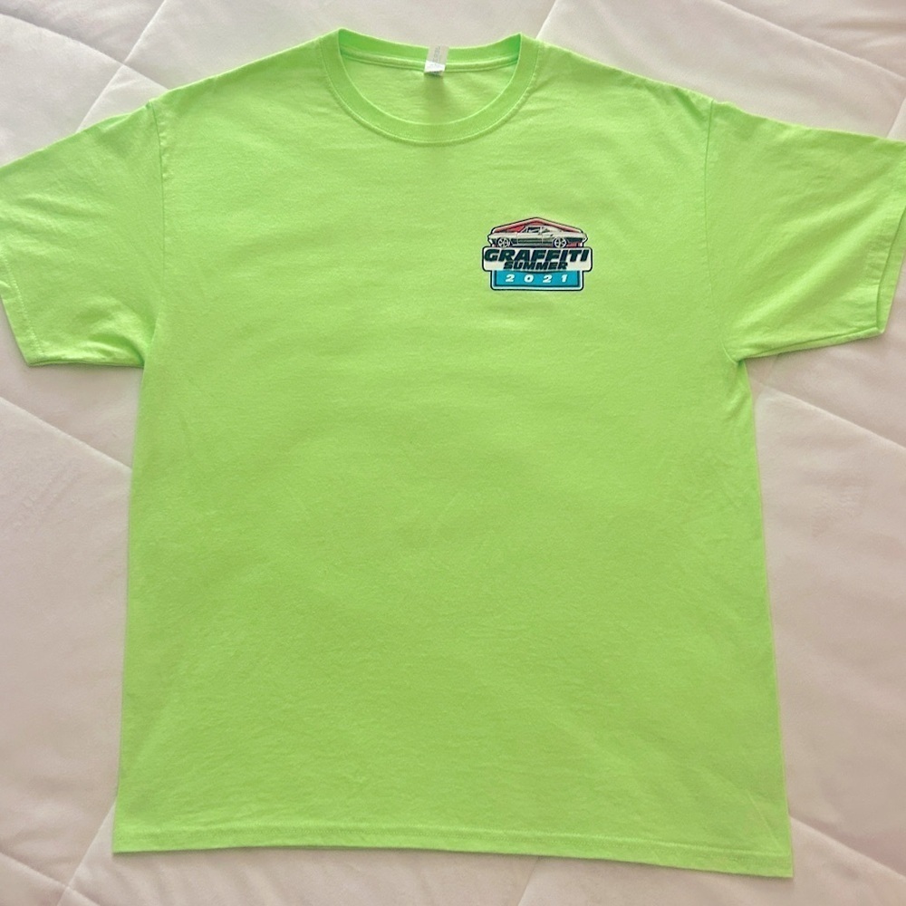 Jerzees Neon Green T shirt size L Graffiti Summer 2021​​​​​